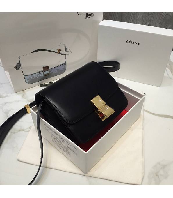 Celine Black Original Plain Veins Leather Small Classic Box Bag