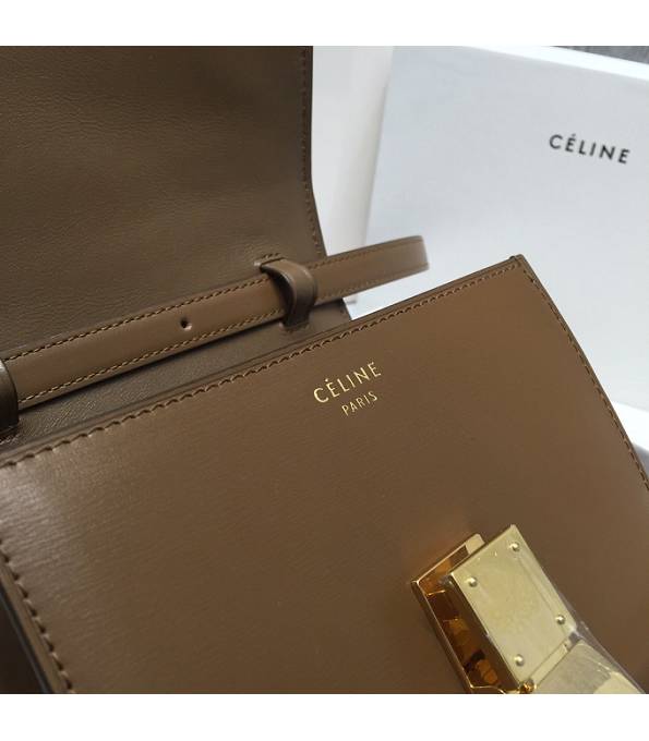 Celine Coffee Original Plain Veins Leather Small Classic Box Bag