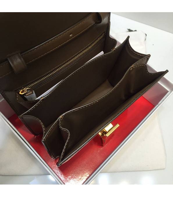 Celine Coffee Original Plain Veins Leather Small Classic Box Bag