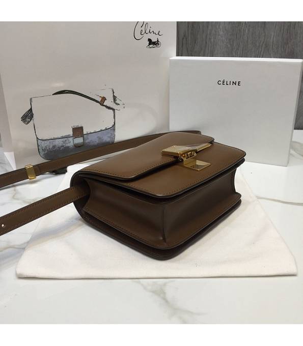 Celine Coffee Original Plain Veins Leather Small Classic Box Bag