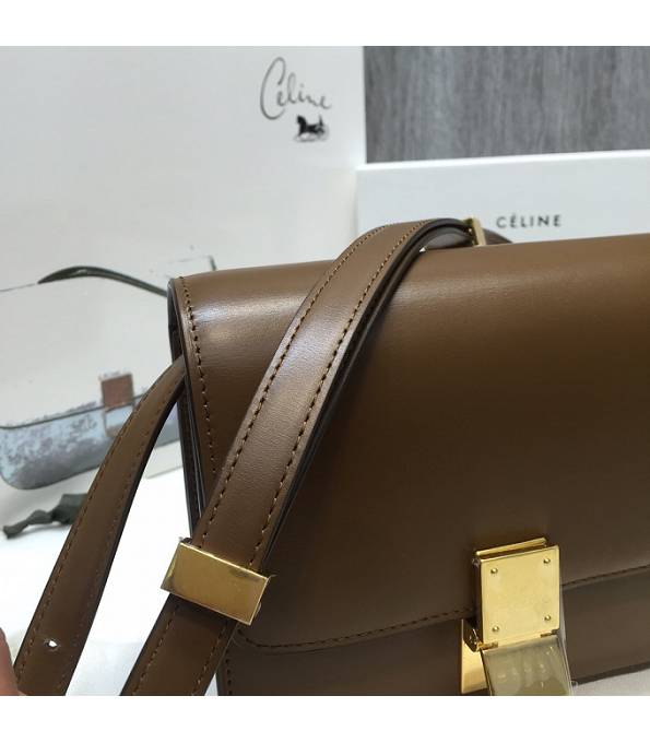 Celine Coffee Original Plain Veins Leather Small Classic Box Bag