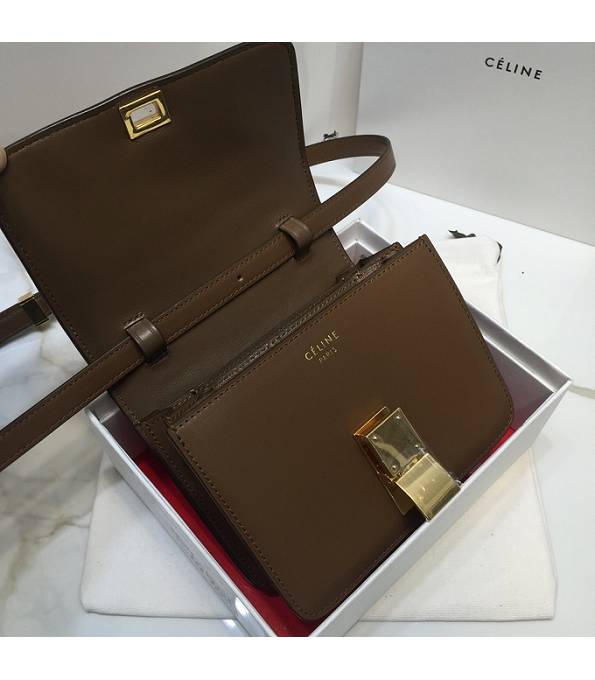 Celine Coffee Original Plain Veins Leather Small Classic Box Bag