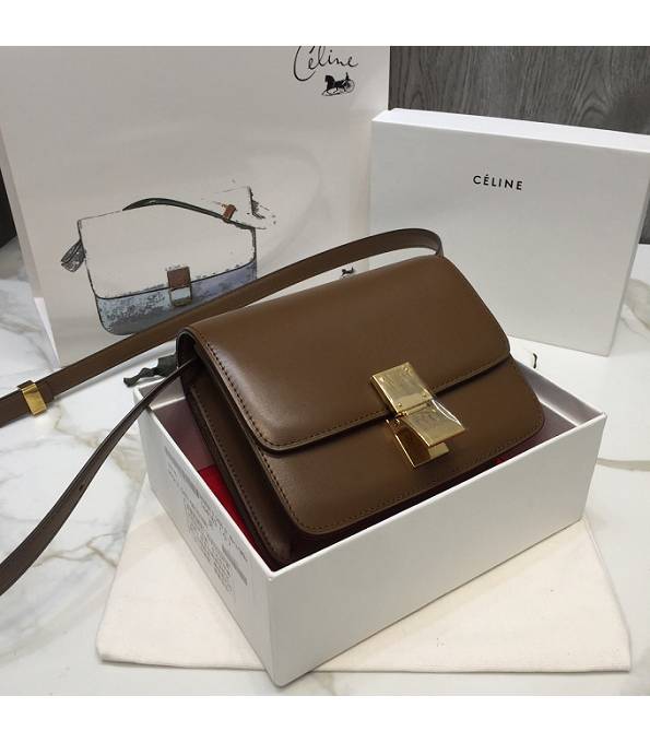 Celine Coffee Original Plain Veins Leather Small Classic Box Bag