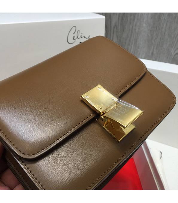 Celine Coffee Original Plain Veins Leather Small Classic Box Bag