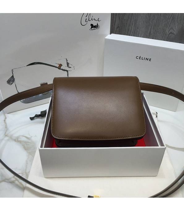 Celine Coffee Original Plain Veins Leather Small Classic Box Bag