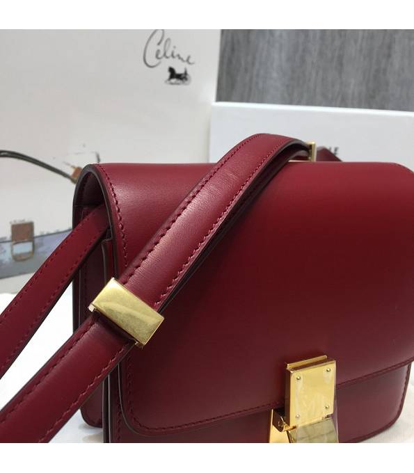 Celine Red Original Plain Veins Leather Small Classic Box Bag