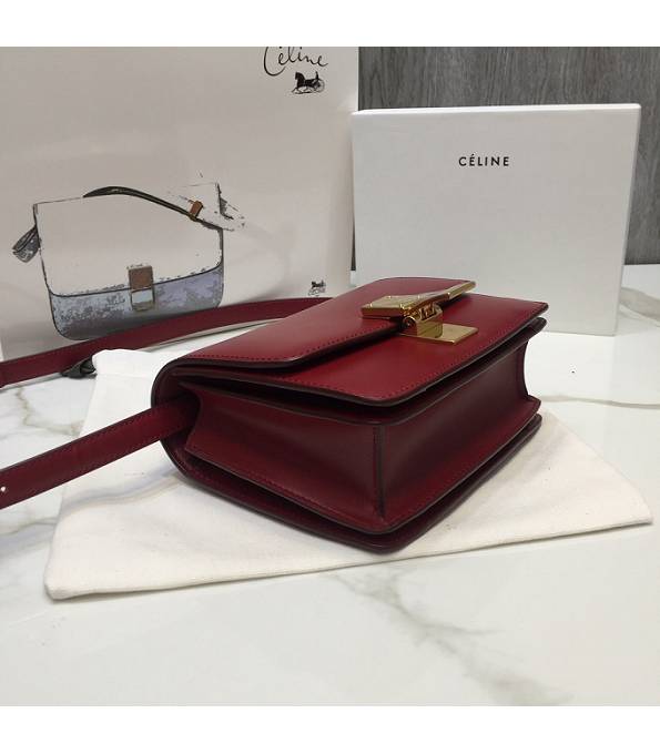 Celine Red Original Plain Veins Leather Small Classic Box Bag