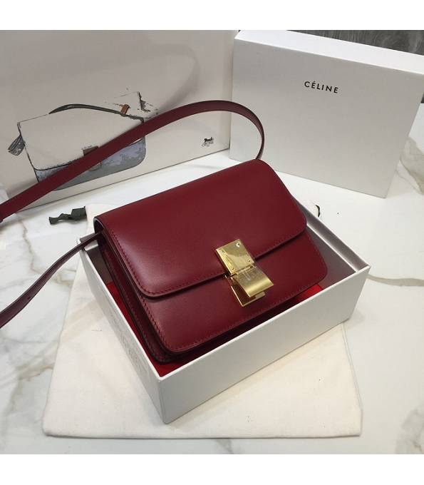 Celine Red Original Plain Veins Leather Small Classic Box Bag