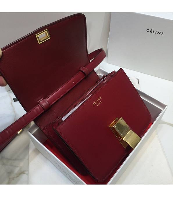 Celine Red Original Plain Veins Leather Small Classic Box Bag