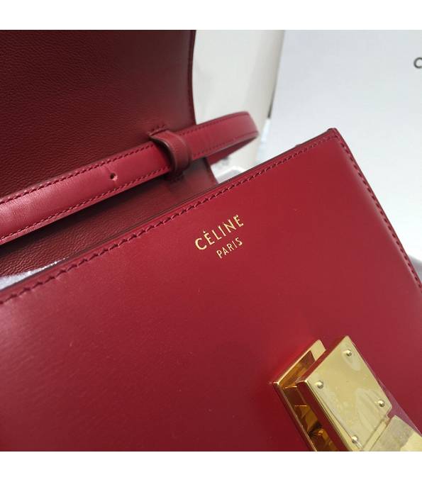 Celine Red Original Plain Veins Leather Small Classic Box Bag