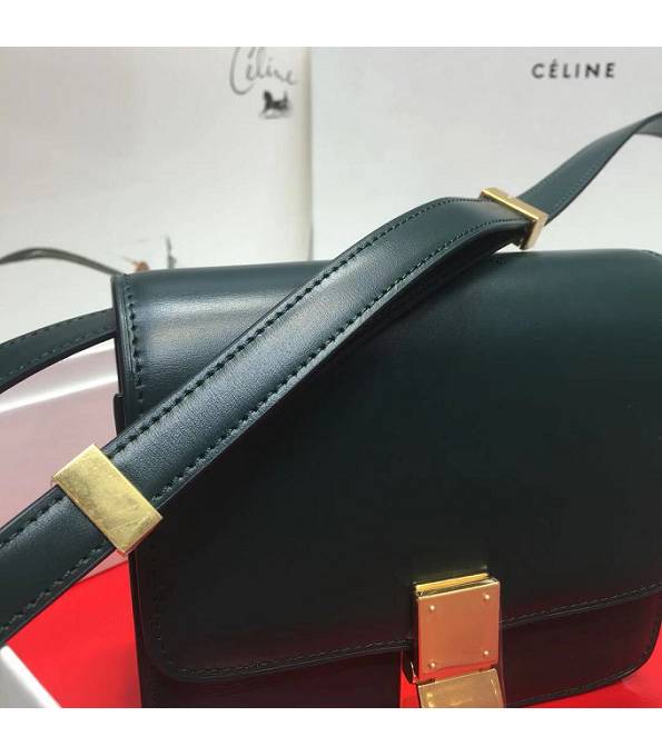 Celine Dark Green Original Plain Veins Leather Small Classic Box Bag