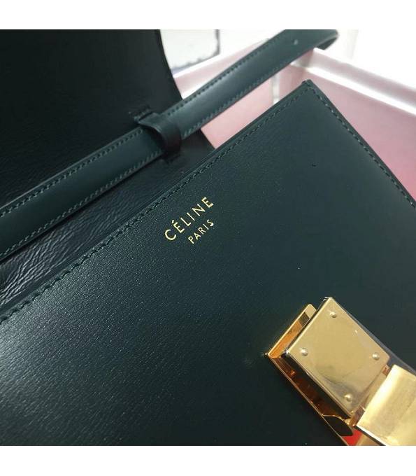 Celine Dark Green Original Plain Veins Leather Small Classic Box Bag