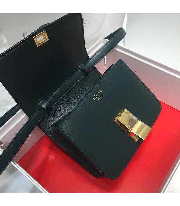 Celine Dark Green Original Plain Veins Leather Small Classic Box Bag