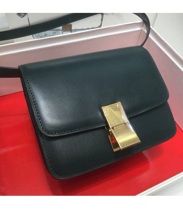 Celine Dark Green Original Plain Veins Leather Small Classic Box Bag