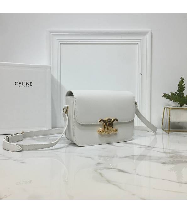 Celine White Original Triomphe Box Leather 18cm Shoulder Bag