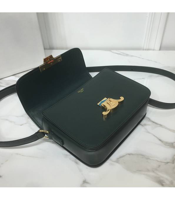 Celine Dark Green Original Triomphe Box Leather 18cm Shoulder Bag