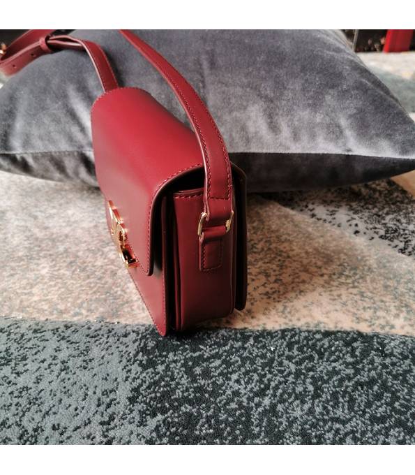 Celine Wine Red Original Triomphe Box Leather 18cm Shoulder Bag