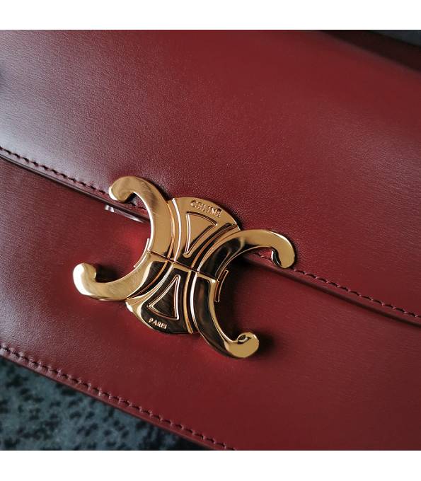 Celine Wine Red Original Triomphe Box Leather 18cm Shoulder Bag