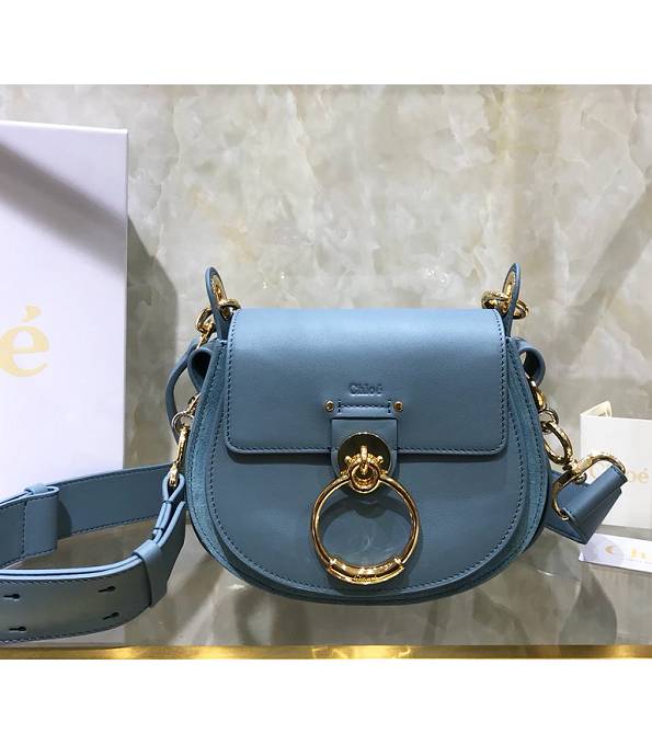 Chloe Tess Light Blue Original Calfskin Leather Small Shoulder Bag