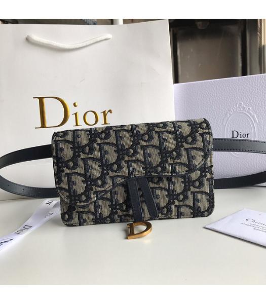 Christian Dior Blue Oblique Jacquard Canvas Saddle Belt Pouch