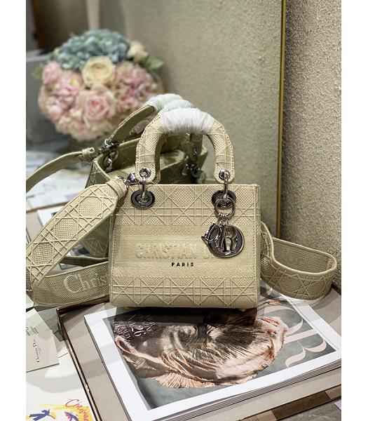 Christian Dior Apricot Original Fabric 20cm Tote Bag Golden Metal