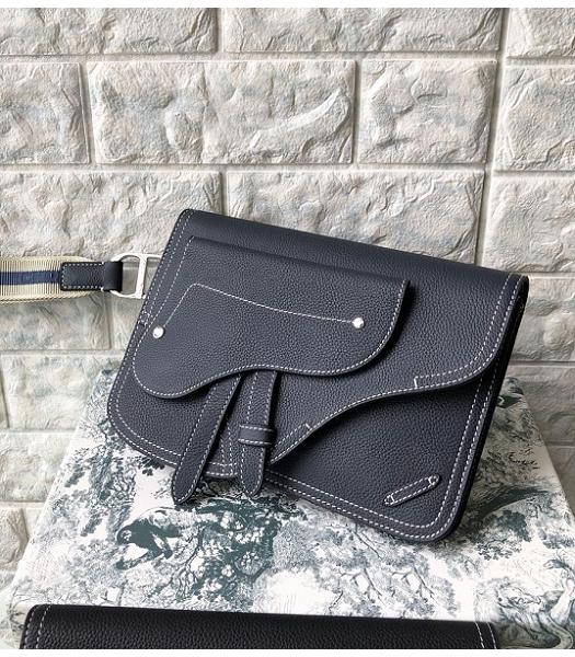 Christian Dior Dark Blue Original Litchi Veins Saddle Clutch