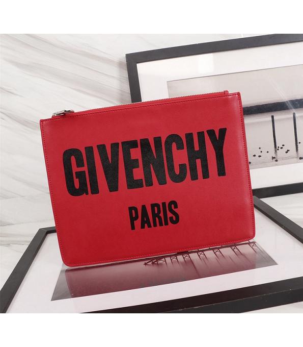 Givenchy Red Original Real Leather Zipper Pouch