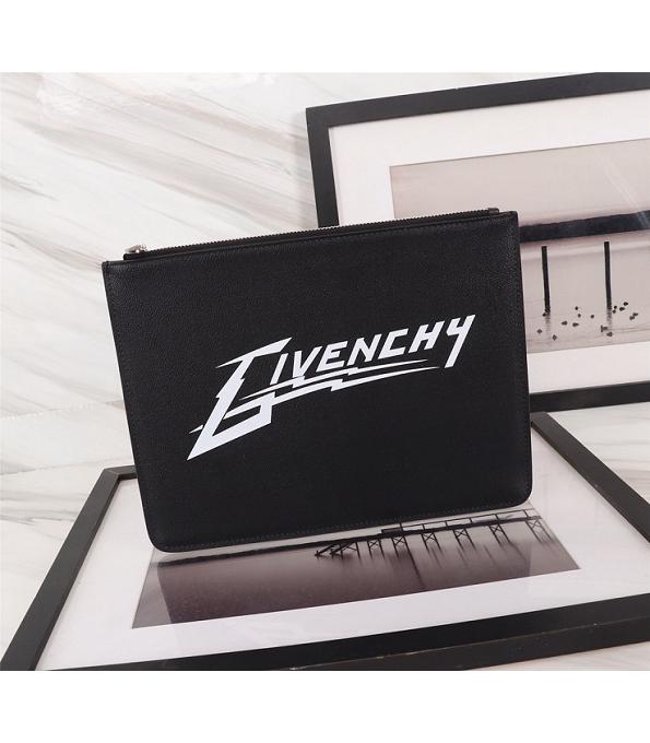 Givenchy Logo Print Black Original Real Leather Zipper Pouch