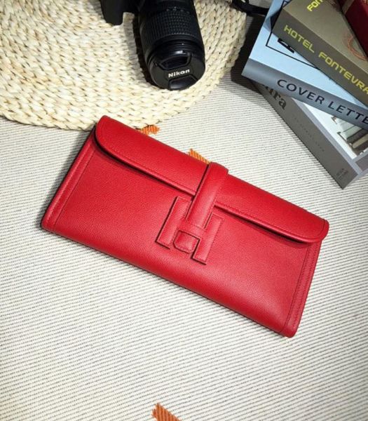 Hermes Jige Elan 29 Red Imported Epsom Calfskin Clutch