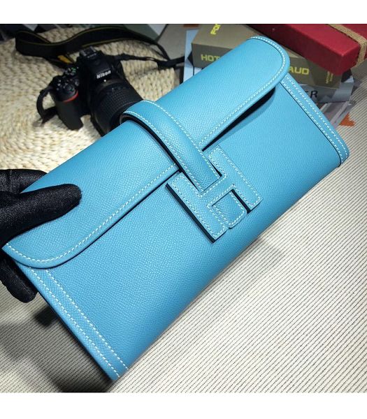 Hermes Jige Elan 29 Denim Blue Imported Epsom Calfskin Clutch