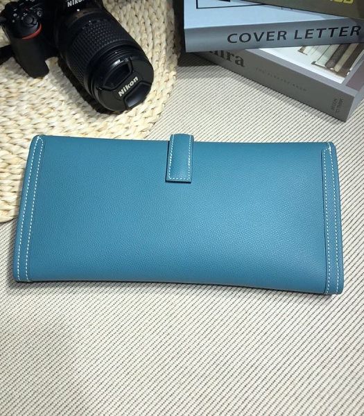 Hermes Jige Elan 29 Denim Blue Imported Epsom Calfskin Clutch