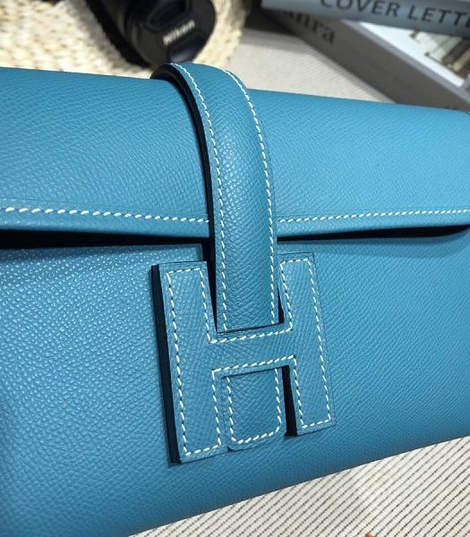 Hermes Jige Elan 29 Denim Blue Imported Epsom Calfskin Clutch