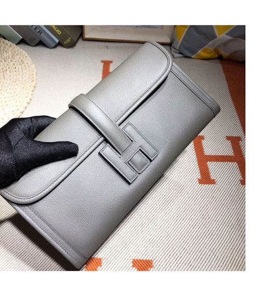 Hermes Jige Elan 29 Iron Grey Imported Epsom Calfskin Clutch