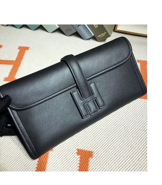 Hermes Jige Elan 29 Black Imported Epsom Calfskin Clutch