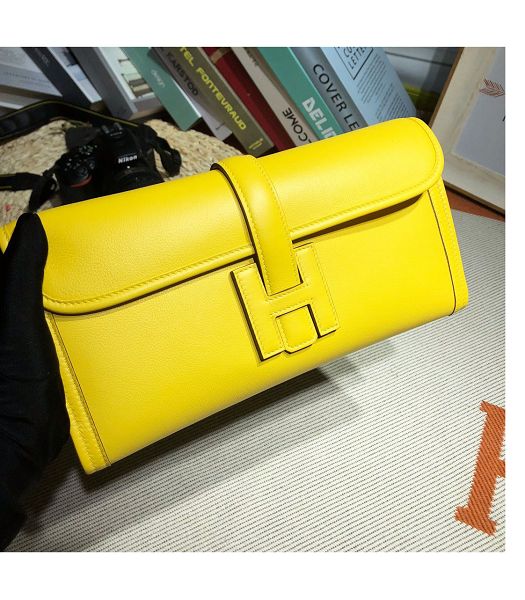 Hermes Jige Elan 29 Lemon Yellow/Pink Imported Swift Calfskin Clutch