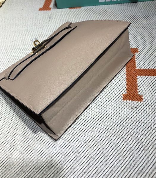 Hermes Kelly 22cm DanSe Light Grey Imported Swift Leather Golden Metal Handbag