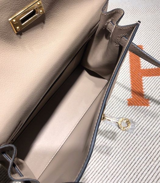 Hermes Kelly 22cm DanSe Light Grey Imported Swift Leather Golden Metal Handbag