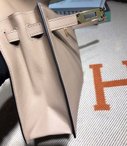 Hermes Kelly 22cm DanSe Light Grey Imported Swift Leather Golden Metal Handbag