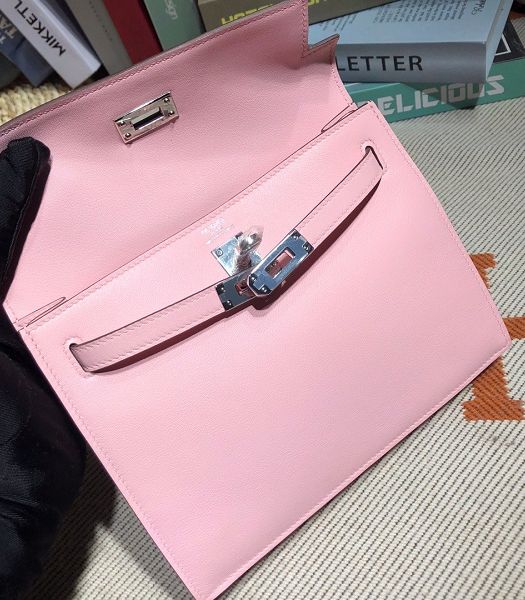 Hermes Kelly 22cm DanSe Pink Imported Swift Leather Silver Metal Handbag