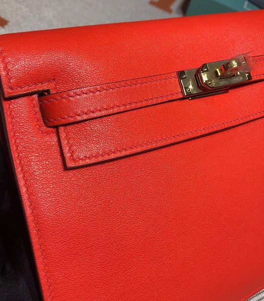 Hermes Kelly 22cm DanSe Red Imported Swift Leather Golden Metal Handbag