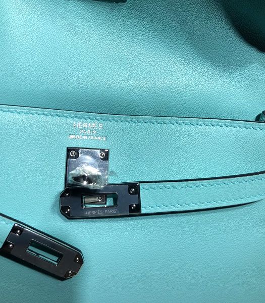 Hermes Kelly 22cm DanSe Lake Blue Imported Swift Leather Silver Metal Handbag