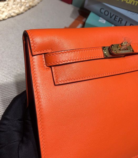 Hermes Kelly 22cm DanSe Orange Imported Swift Leather Golden Metal Handbag