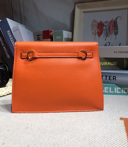 Hermes Kelly 22cm DanSe Orange Imported Swift Leather Golden Metal Handbag