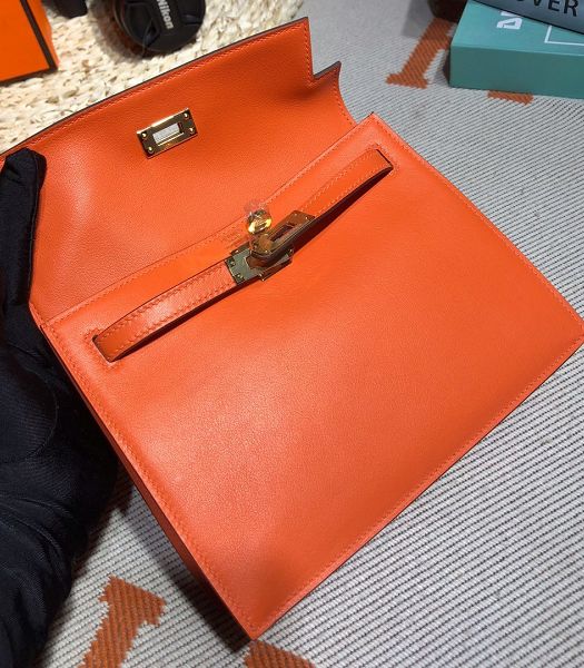 Hermes Kelly 22cm DanSe Orange Imported Swift Leather Golden Metal Handbag