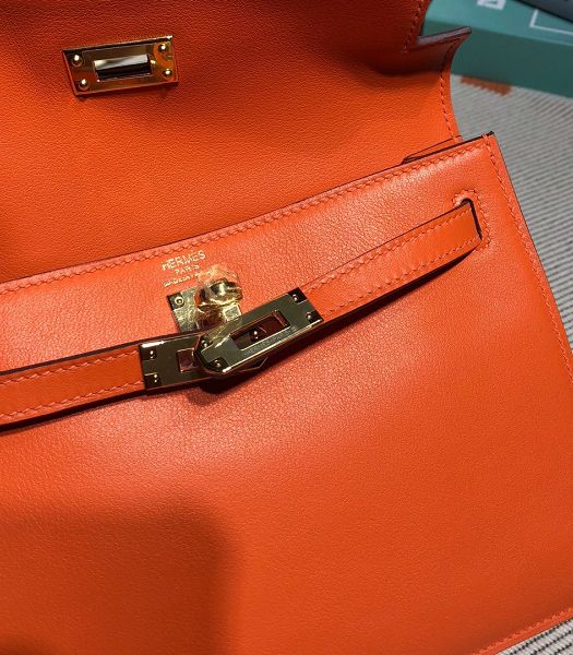 Hermes Kelly 22cm DanSe Orange Imported Swift Leather Golden Metal Handbag