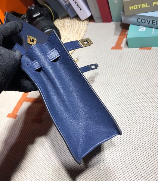 Hermes Kelly 22cm DanSe Dark Blue Imported Swift Leather Golden Metal Handbag