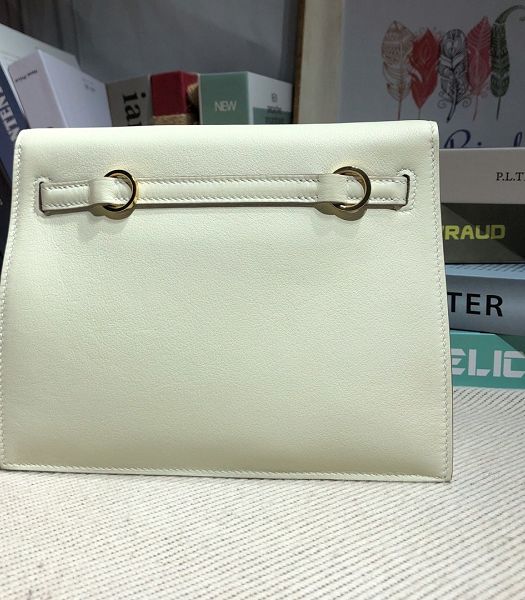 Hermes Kelly 22cm DanSe Offwhite Imported Swift Leather Golden Metal Handbag