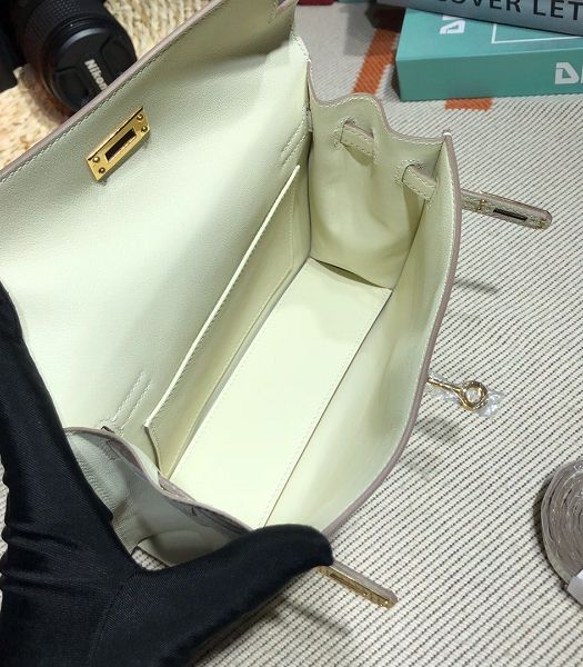 Hermes Kelly 22cm DanSe Offwhite Imported Swift Leather Golden Metal Handbag