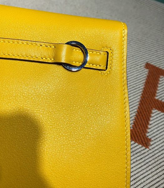 Hermes Kelly 22cm DanSe Yellow Imported Swift Leather Silver Metal Handbag