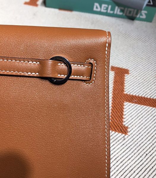 Hermes Kelly 22cm DanSe Brown Imported Swift Leather Silver Metal Handbag
